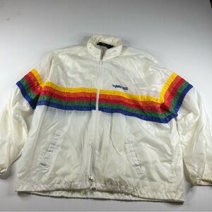 Vintage 90s Sherry Azure Seas Logo Rainbow Windbreaker Jacket Adult XL Zip Hood